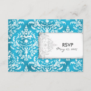 GC Erika Vintag Türkise Damask UAWG RSVP Karte