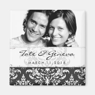 GC Erika Vintage Damask Save the Date-Kohle Magnet