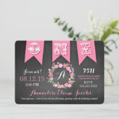 GC Girl First Birthday Banner Chalkboard Einladung (Stehend Vorderseite)