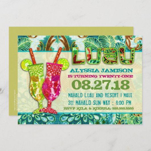 GC Hawaiian Cocktails Einladung (Vorne/Hinten)