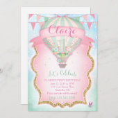GC Heißluftballon Erster Geburtstag Einladung (Vorne/Hinten)