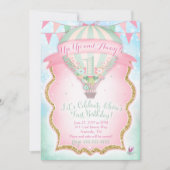 GC Heißluftballon Erster Geburtstag Olivia Einladung (Vorderseite)