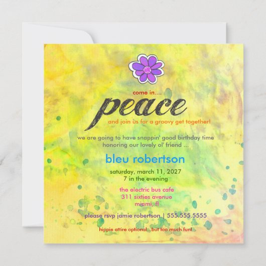 GC Hippy-Gefärbte Krawatte laden Einladung (Rückseite)