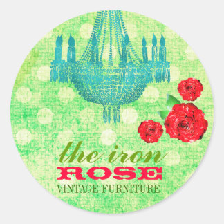 GC Limone Vintage Rose Dots Business Card Runder Aufkleber