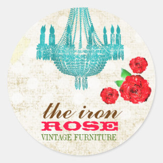 GC Limone Vintage Rose Dots Business Card Runder Aufkleber