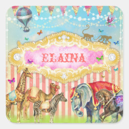 GC Magical Join the Circus Vintag Quadratischer Aufkleber