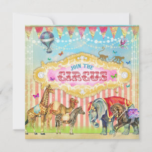 GC Magical Join the Circus Vintag Stripes Einladun Einladung