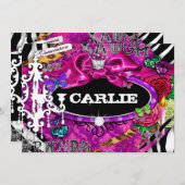 GC| Miss Fun n' Extravagant Stuff Quinceñera Metal Einladung (Vorne/Hinten)