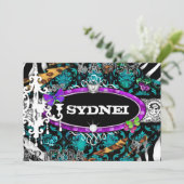 GC | Miss Fun n 'Extravagant Stuff Ultimate Blue Einladung (Stehend Vorderseite)