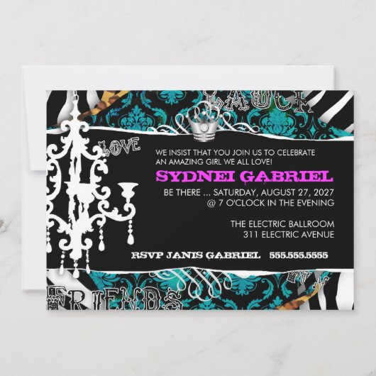 GC | Miss Fun n 'Extravagant Stuff Ultimate Blue Einladung (Rückseite)