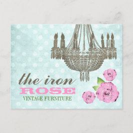 GC Pastel Pink & Mint Grüne Vintage Rose Punkte Postkarte