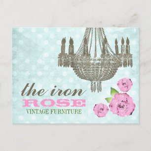 GC Pastellrosa & Mintgrün Vintage Rosendots Postkarte