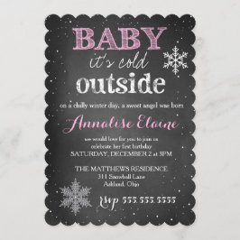 GC Pink Baby Es ist kalt draußen Winter Geburtstag Einladung