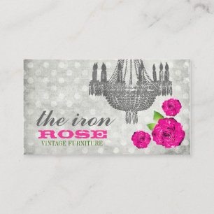 GC Pink Grau Vintage Rosen Punkte Visitenkarte