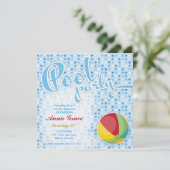 GC Pool Party Beach Ball Einladung (Stehend Vorderseite)