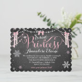 GC Rosa Schneeprinzin mit Ribbons Girl Geburtstag Einladung (Stehend Vorderseite)