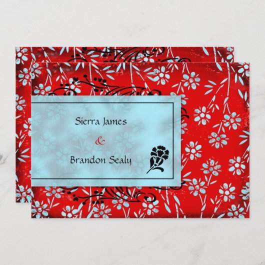 GC| Ruby Red & Turquoise Garden Einladung (Vorne/Hinten)