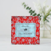 GC| Ruby Red & Turquoise Garden Square Einladung (Stehend Vorderseite)