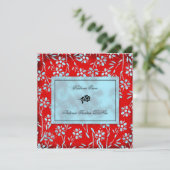 GC| Ruby Red & Turquoise Garden Square Metallic Einladung (Stehend Vorderseite)