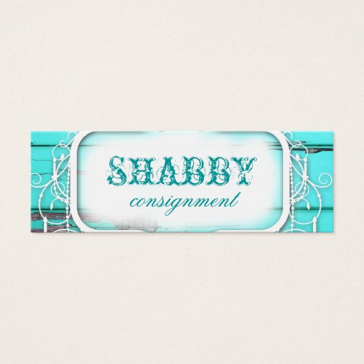 GC Shabby Vintag Aqua Wood Price Tag (Vorderseite)