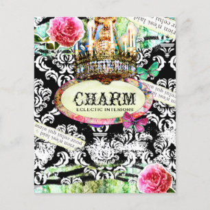 GC SHABBY Vintage Charm Flyer Schwarz Damast