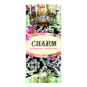 GC Shabby Vintage Charm Schwarze Damast-Rack-Karte Werbekarte