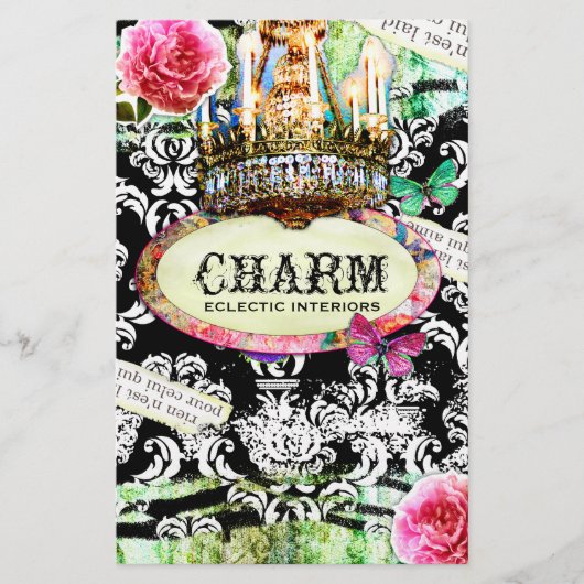 GC | SHABBY Vintage Charm - Schwarzer Damast Flyer (Vorne)