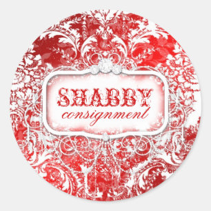 GC Shabby Vintage Rot & Weiß Aufkleber