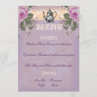 GC Vintage Brautschmaus-Teeparty-Menü Einladung