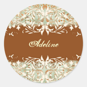 GC   Vintage Golden Melon verbranntes Orange Runder Aufkleber