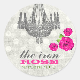 GC Vintage Rose Punkte Rosa und Grau Runder Aufkleber