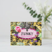 GC | Whimsical Vintag Pink Bee Postkarte (Stehend Vorderseite)