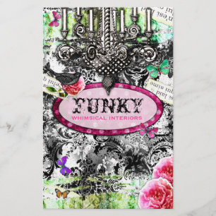 GC   Whimsical Vintage Charm - Schwarz-Weiß-Damast Flyer