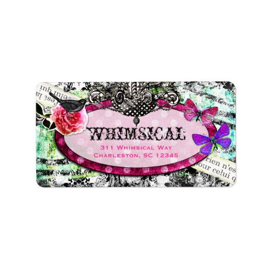 GC Whimsischer Vintager Charm Adressaufkleber (Vorne)
