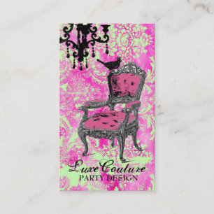 GC Wunderbar Französisch Hot Pink Lime Damast Visitenkarte