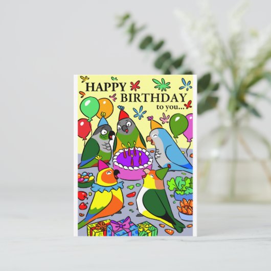 Gcc quaker caique senegal papagei glücklich postkarte (Stehend Vorderseite)