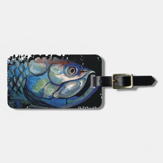 GCG Boca großer blauer Tarpon-Kopf Gepäckanhänger (Vorderseite horizontal)