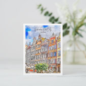 Gdanks Altstadt Polen Reiseplatz Wasserfarbe Postkarte (Stehend Vorderseite)