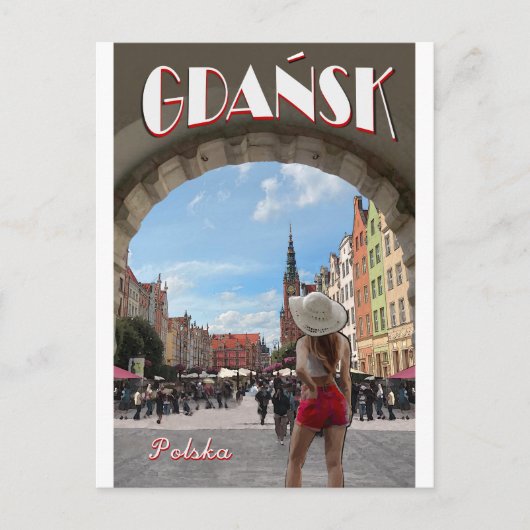 Gdansk Vintage Poster Postkarte (Vorderseite)