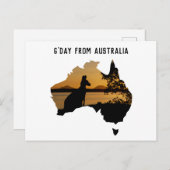Gday aus Australien Schwarz-weiß Gold Sunset Postkarte (Vorne/Hinten)