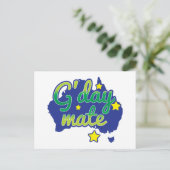 G'DAY Kamerad-australischer Gruß hallo Postkarte (Stehend Vorderseite)