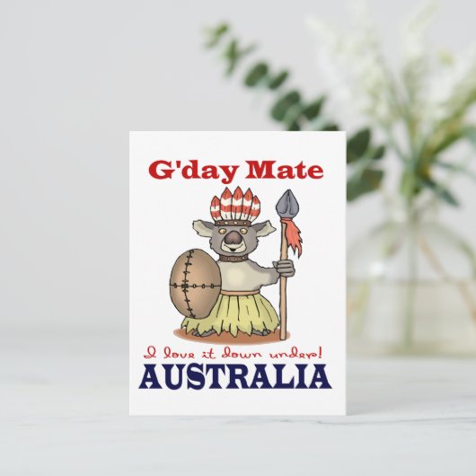 G'Day Mate Koala Postkarte (Stehend Vorderseite)
