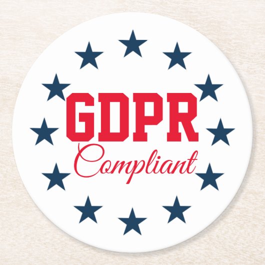 GDPR konform Runder Pappuntersetzer (Vorderseite)