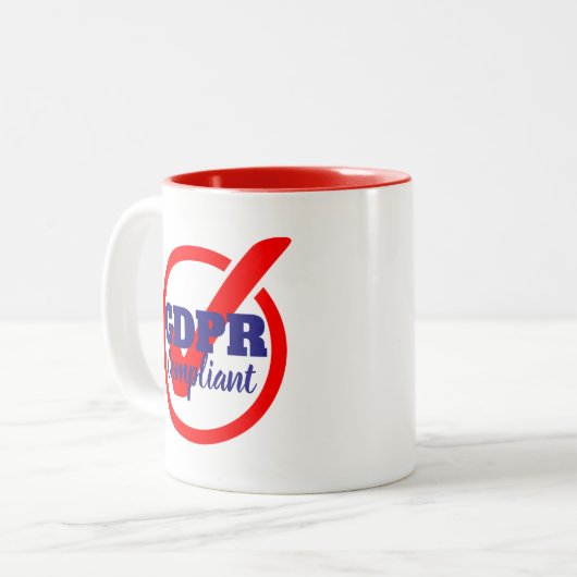 GDPR konforme allgemeine Daten-Schutz-Regelung Zweifarbige Tasse (Vorderseite Links)