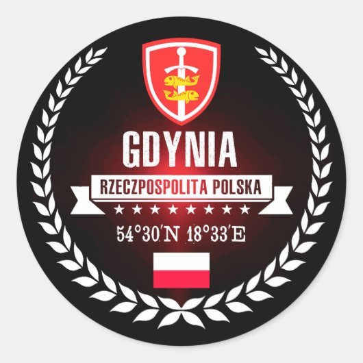 Gdynia Runder Aufkleber (Vorderseite)