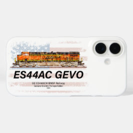 GE ES44AC GEVO Locomotive und amerikanische Flagge iPhone 16 Hülle