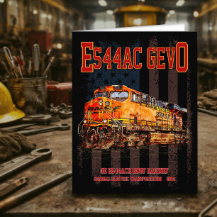 GE ES44AC GEVO Locomotive und amerikanische Flagge Dankeskarte