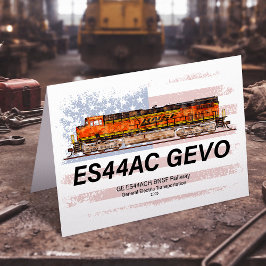 GE ES44AC GEVO Locomotive und amerikanische Flagge Dankeskarte