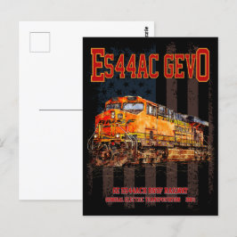 GE ES44AC GEVO Locomotive und amerikanische Flagge Postkarte