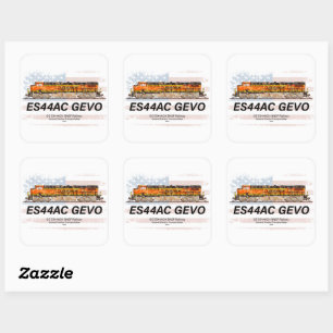 GE ES44AC GEVO Locomotive und amerikanische Flagge Quadratischer Aufkleber